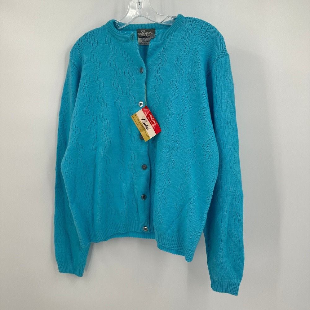 Womens Vintage Cottagecore Cardigan Sweater Size XL MCM Twee Bright Retro‎